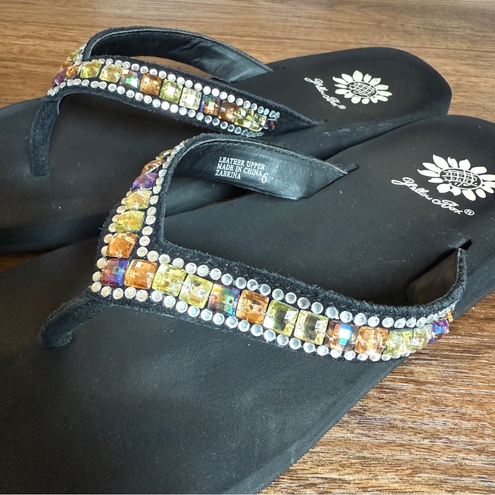 Yellow Box Zabrina Multi-Color Rhinestone Flip Flop Sandals - Picture 6 of 11
